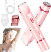 2-in-1 Rechargeable Electric Razor for Women - Painless Bikini, Underarm & Body Hair Trimmer, Waterproof