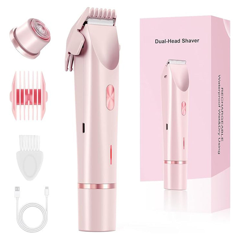 2-in-1 Rechargeable Electric Razor for Women - Painless Bikini, Underarm & Body Hair Trimmer, Waterproof