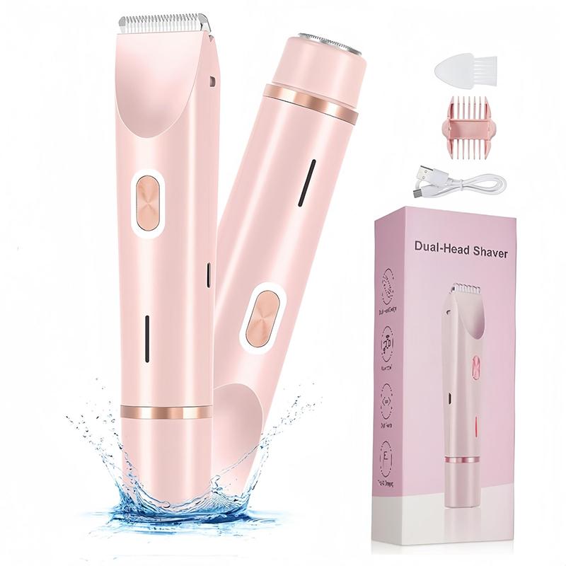 2-in-1 Rechargeable Electric Razor for Women - Painless Bikini, Underarm & Body Hair Trimmer, Waterproof